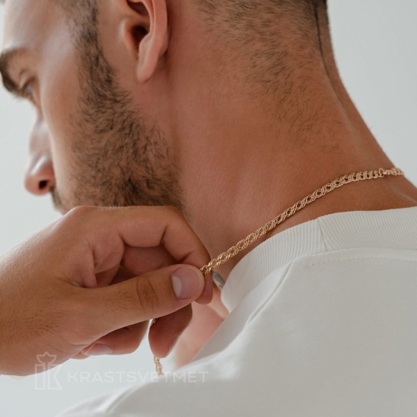 Цепь из красного золота 585, плетение «Ромб тройной»